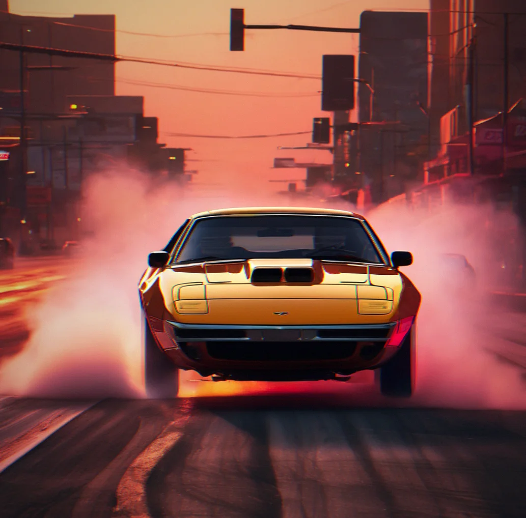 Fast drift through a neon city track with the nitro angle effect showing
